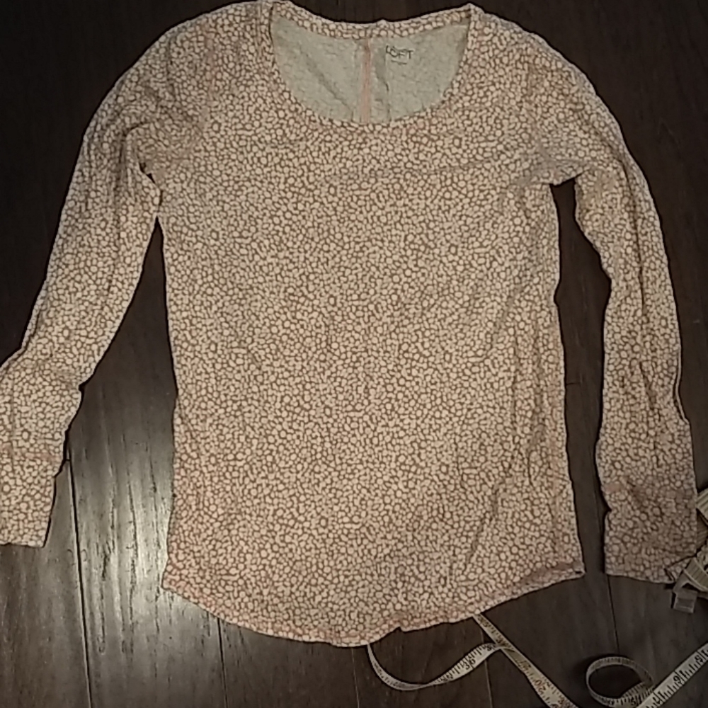 Loft pink and white sorted long sleeve shirt xs
